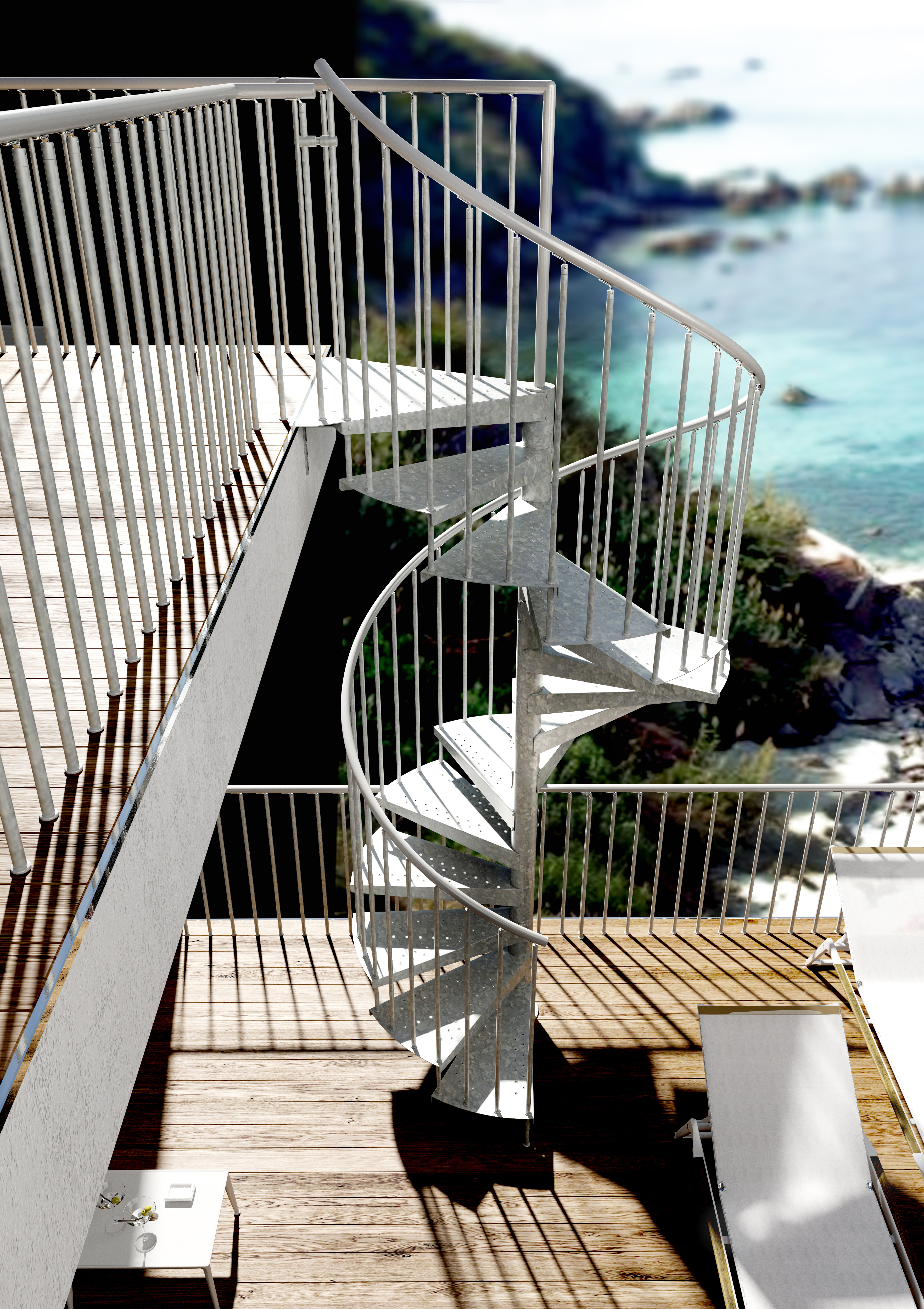 Urban F20Z Galvanised Steel Spiral Stair