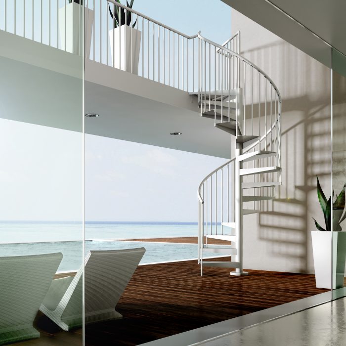 Urban F20ZV White Exterior Spiral Staircase