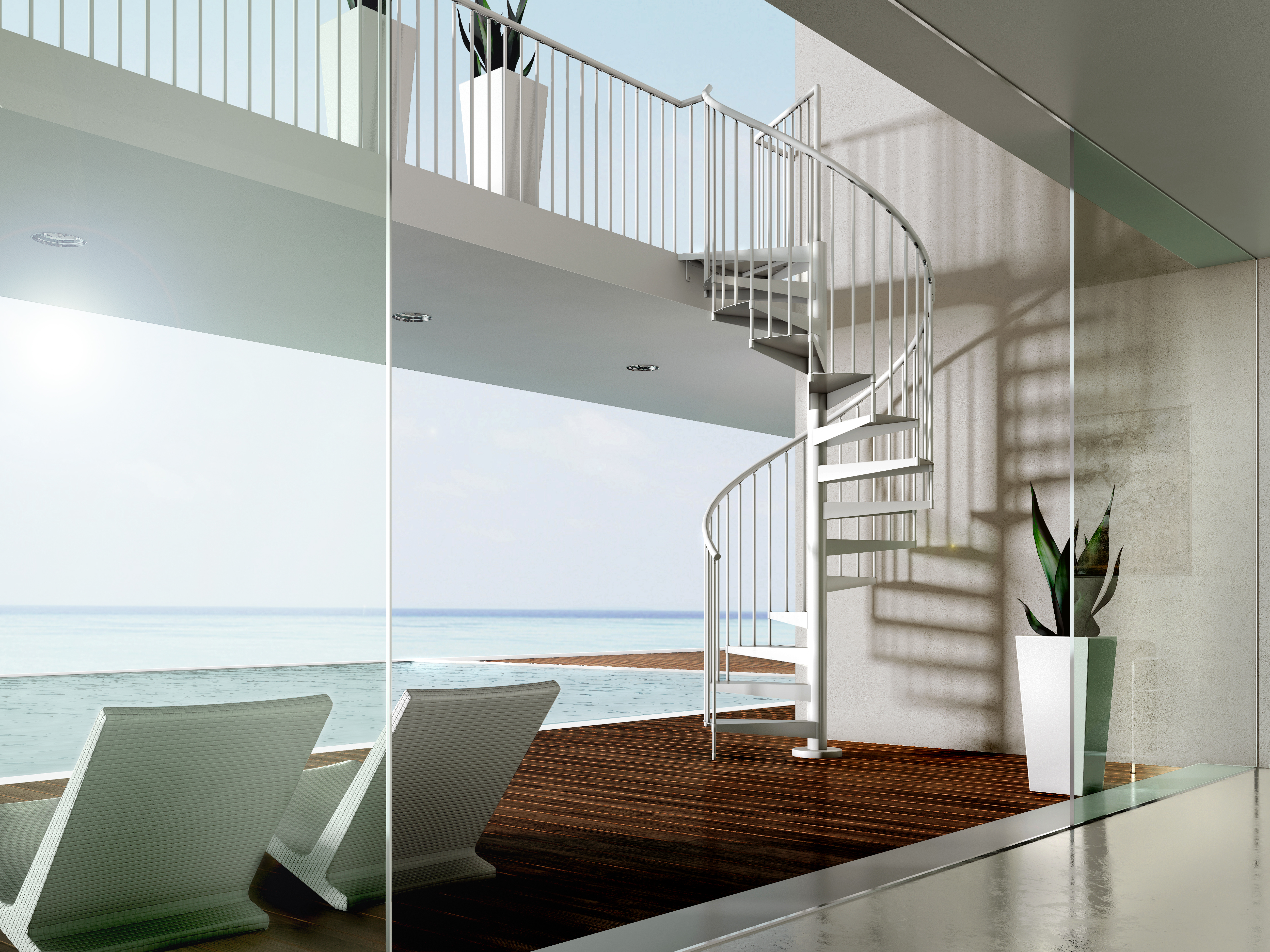 Urban F20ZV White Exterior Spiral Staircase