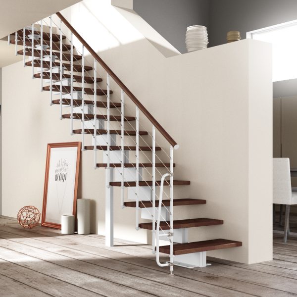 Vector Modular Linear Staircase White Dark Beech