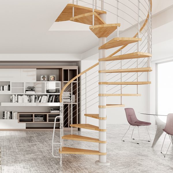Vogue Spiral Stair White Light Beech